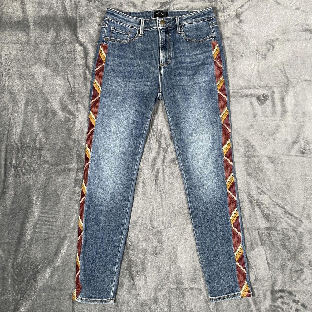 Driftwood Jackie High Rise Skinny Jeans Womens W28 L28 Blue Wash Embroidered